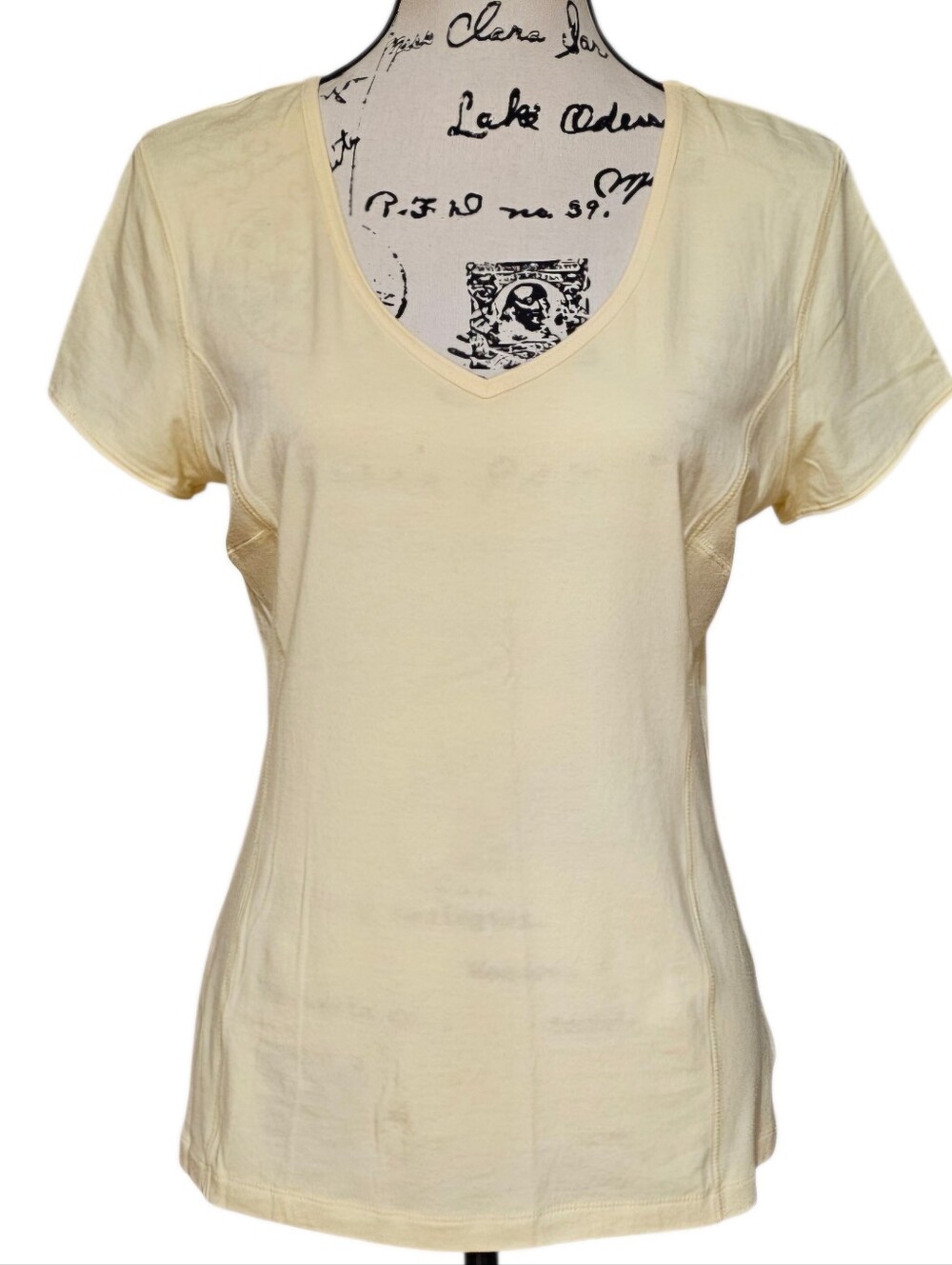 Apt. 9 Pale Yellow V-Neck Short Sleeve Tee
